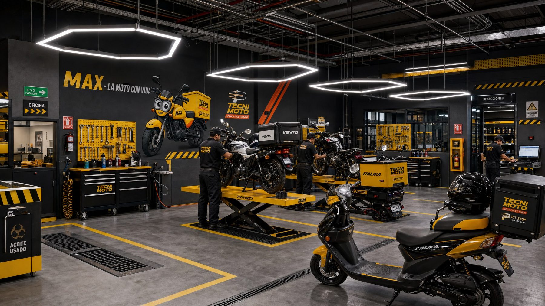 Render panorámico del taller