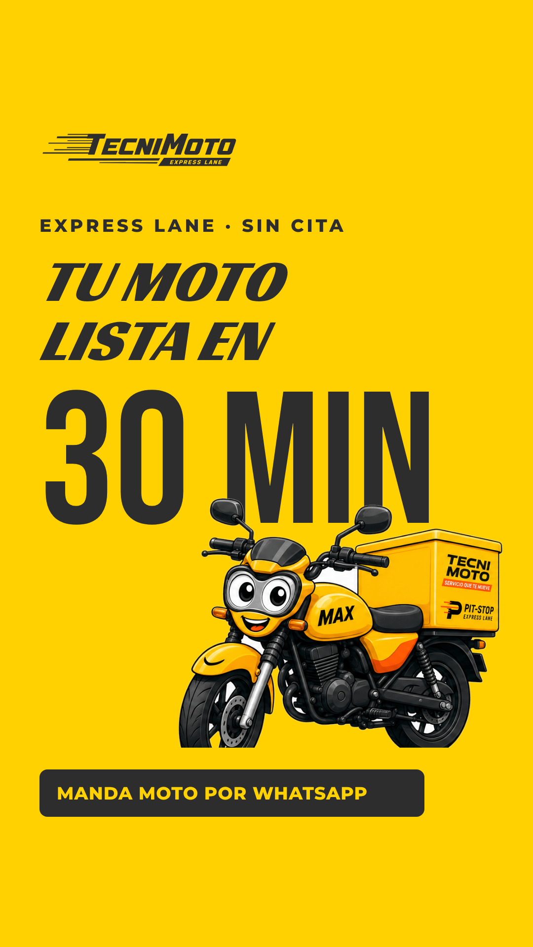 Plantilla de story: tu moto lista en 30 minutos con MAX